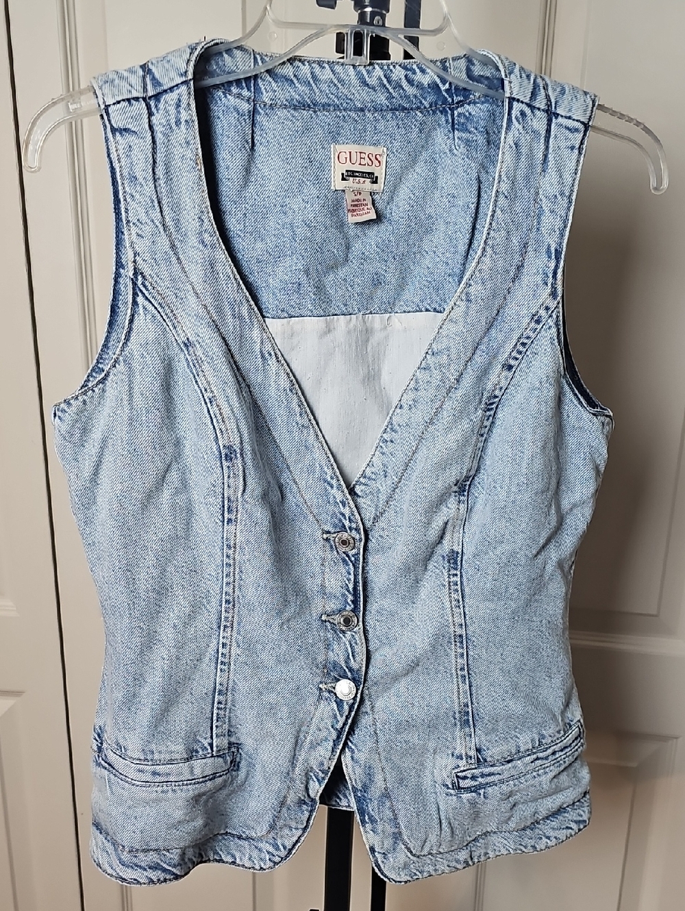 GUESS Light Blue Washed Denim Vest